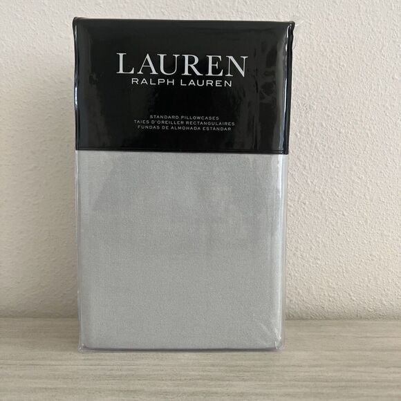 Lauren Ralph Lauren Gray Flannel Set Of Two Standard Pillowcases Grey - Picture 1 of 4